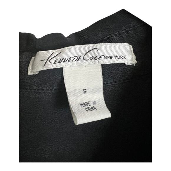 Kenneth Cole 100% Silk Chest Pocket Shirt Black Small Work Preppy Career - Picture 3 of 5